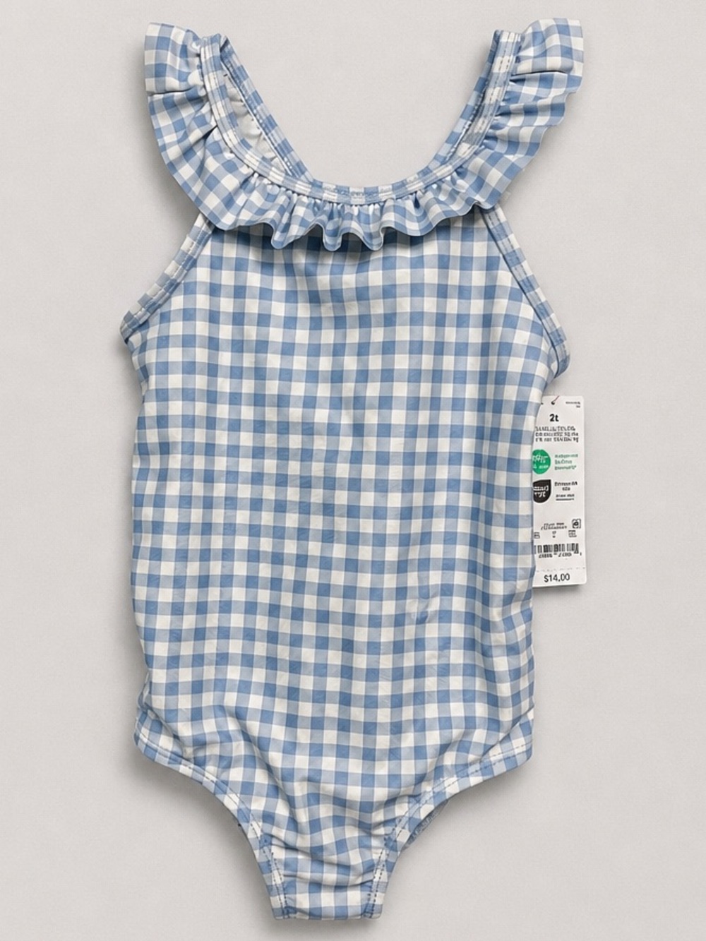 Carter's Blue and White Gingham Ruffle One-Piece Swimsuit 2T NWT
